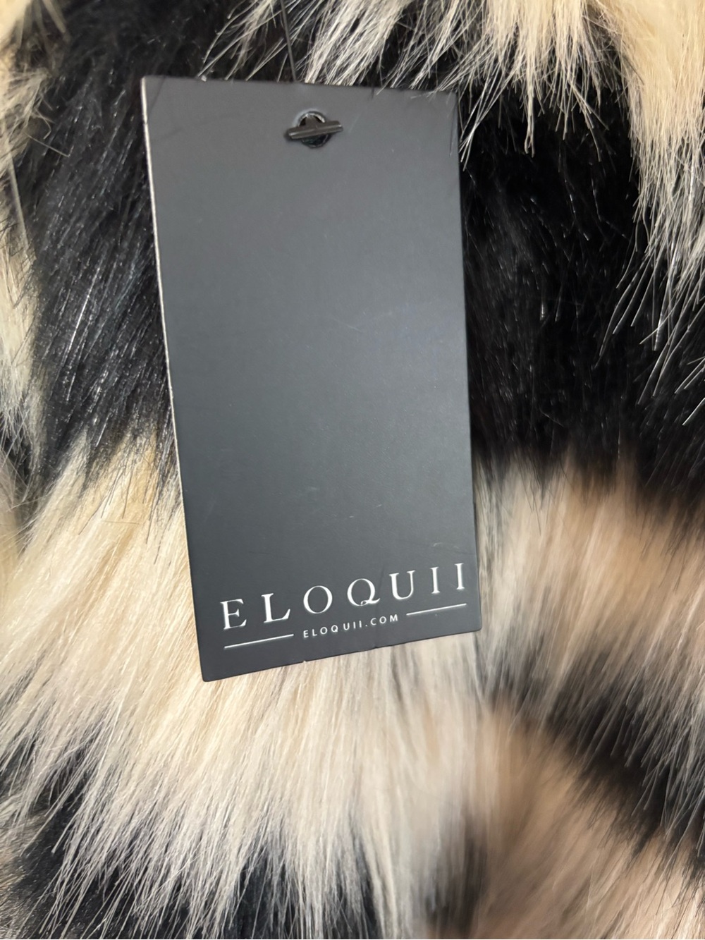 NWT Eloquii Black & Cream Striped Faux Fur Cropped Jacket 14 - Picture 3 of 16